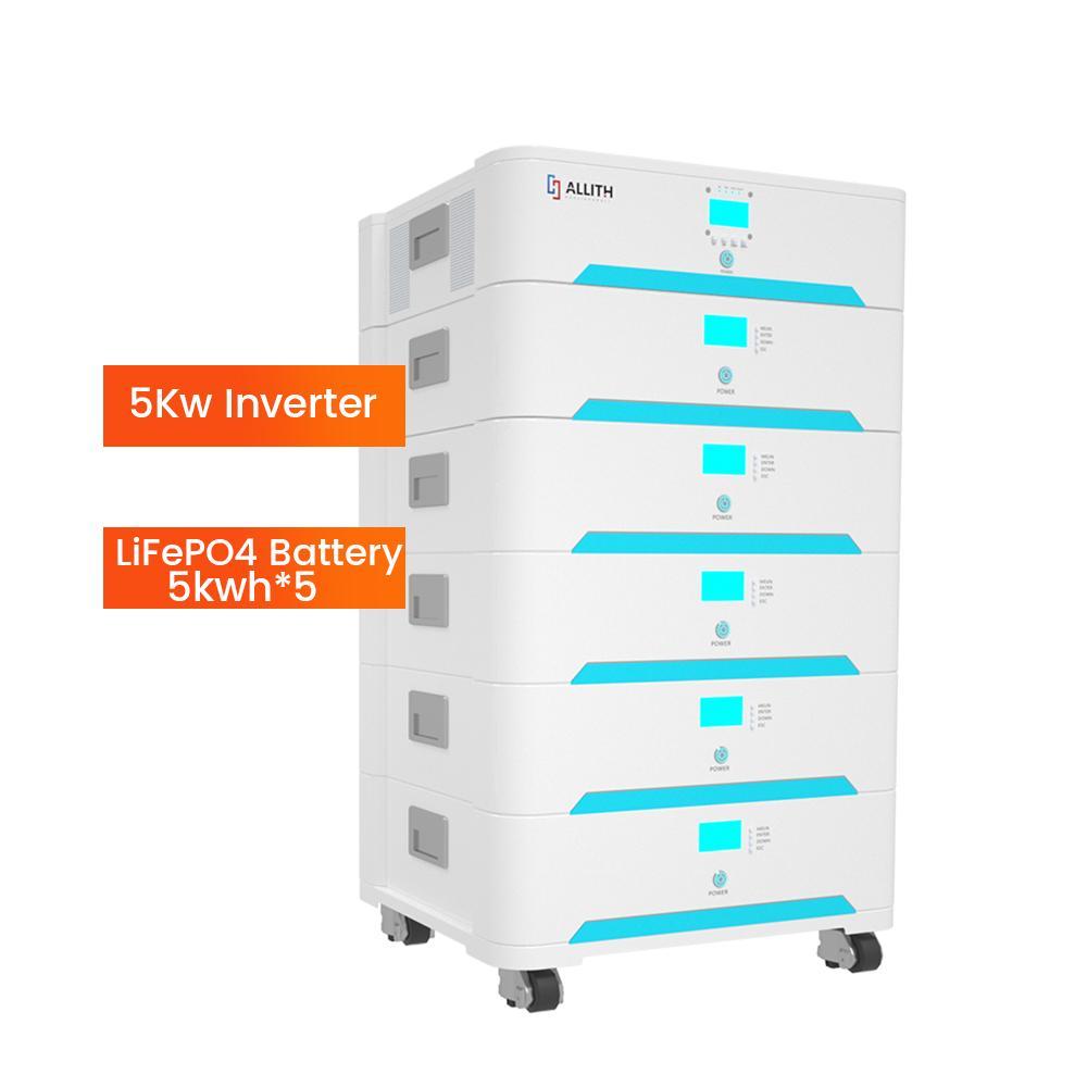 All In One 5KW inverter 5KWH LiFePO4 Battery 48V 51.2V 100Ah Lithium Ion  Battery Pack Stackable 10KWH 15KWH 25KWH_Huajie
